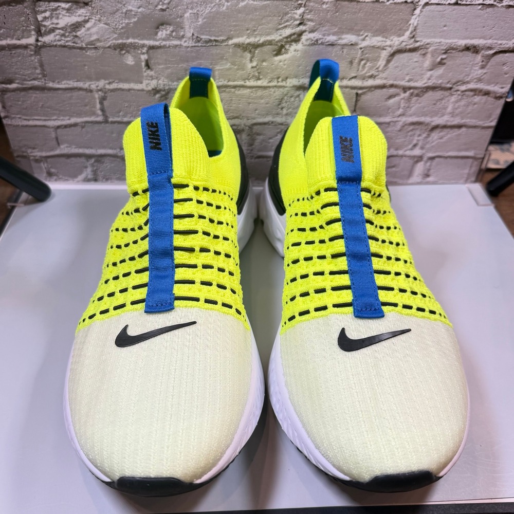 Nike React Phantom Run Flyknit 2 Mens 10.5 Volt White Blue DM7603-700 Running